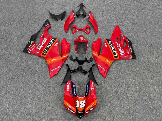 Carenados Moto Ducati Panigale 899/1199 2011-2014 - Rojo Naranja Negro Monstruo Lenovo 18 Fábrica