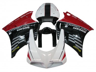 Carenados Moto Ducati 748/916/996/998 1993-2005 - Blanco Rojo Negro Brillante Carrera Performance Fábrica