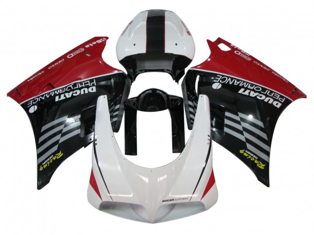 Carenados Moto Ducati 748/916/996/998 1993-2005 - Blanco Rojo Negro Brillante Carrera Performance Fábrica