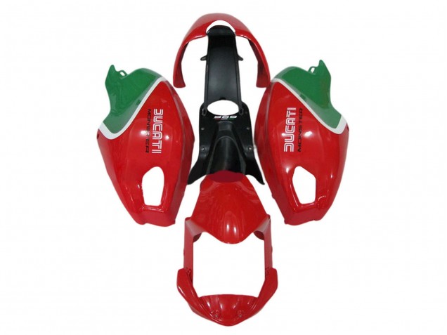 Carenados Moto Ducati Monster 696 796 1100 1100S 2008-2012 - Rojo Blanco Verde Fábrica