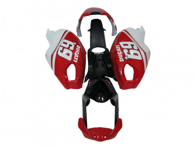 Carenados Moto Ducati Monster 696 796 1100 1100S 2008-2012 - Blanco Rojo Negro Brillante 69 Fábrica