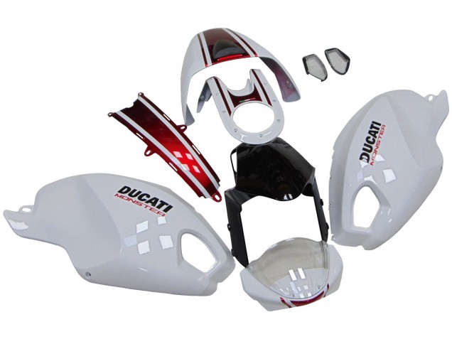 Carenados Moto Ducati Monster 696 796 1100 1100S 2008-2012 - Blanco Rojo Negro Brillante Fábrica
