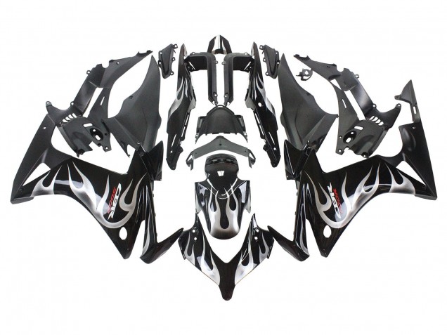 Carenados Moto Honda CBR500R 2013-2015 - Negro Brillante Plata Llama Fábrica