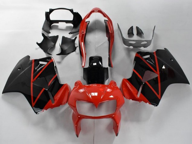 Carenados Moto Honda VFR 800 1998-2001 - Rojo Negro Brillante Raya Fábrica