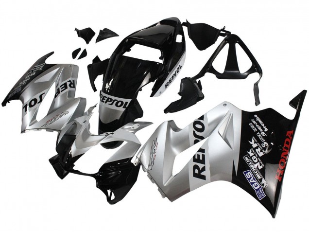 Carenados Moto Honda VFR 800 2002-2013 - Plata Negro Brillante Repsol Fábrica