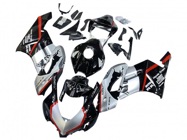 Carenados Moto Honda CBR1000RR 2004-2005 - Plata Negro Brillante Rojo Raya Fábrica