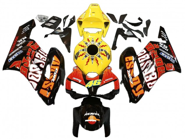 Carenados Moto Honda CBR1000RR 2004-2005 - Amarillo Naranja Negro Brillante Repsol Rossi 46 Fábrica