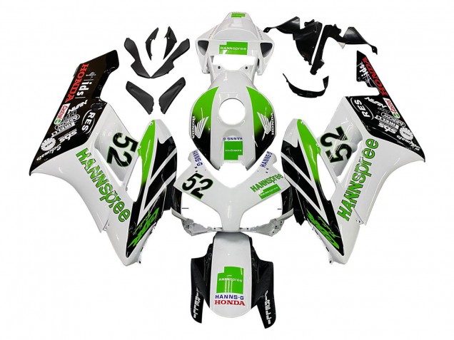 Carenados Moto Honda CBR1000RR 2004-2005 - Blanco Verde Negro Brillante Hannspree 52 Fábrica