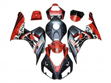 Carenados Moto Honda CBR1000RR 2006-2007 - Rojo Negro Mate Monstruo Tiburón Fábrica