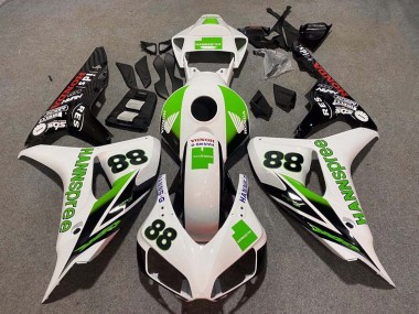 Carenados Moto Honda CBR1000RR 2006-2007 - Blanco Verde Negro Brillante Hannspree 88 Fábrica