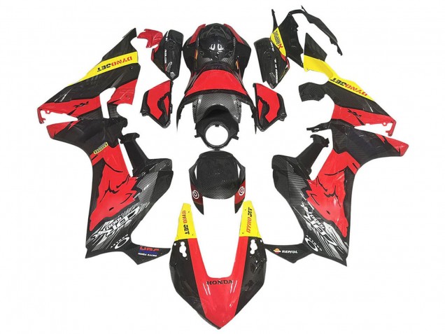 Carenados Moto Honda CBR1000RR 2017-2023 - Rojo Amarillo Negro FibraCarbono Fábrica