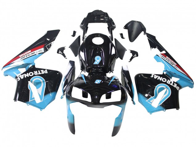 Carenados Moto Honda CBR600RR 2003-2004 - Azul Claro Rojo Negro Brillante Dunlop Fábrica