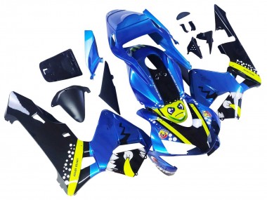 Carenados Moto Honda CBR600RR 2003-2004 - Azul Neon Amarillo Negro Brillante Tiburón Fábrica