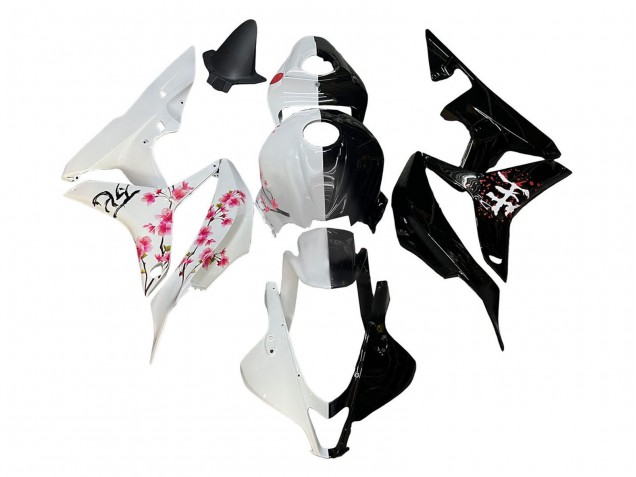 Carenados Moto Honda CBR600RR 2007-2008 - Blanco Cherry Blossom Negro Brillante Dividir Fábrica