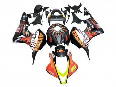 Carenados Moto Honda CBR600RR 2007-2008 - Negro Mate Naranja Rojo Rossi Repsol 46 Fábrica
