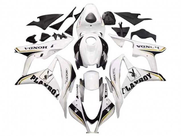 Carenado Moto Honda CBR600RR 2007-2008 - Blanco Oro Negro Brillante Playboy Fábrica
