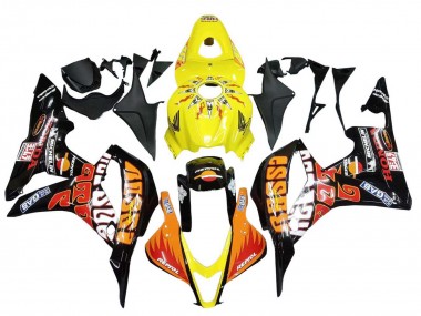 Carenados Moto Honda CBR600RR 2007-2008 - Amarillo Naranja Negro Brillante Rossi Repsol Fábrica