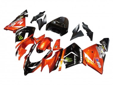 Carenados Moto Kawasaki ZX10R 2004-2005 - Burnt Naranja Negro Monstruo Elf Fábrica