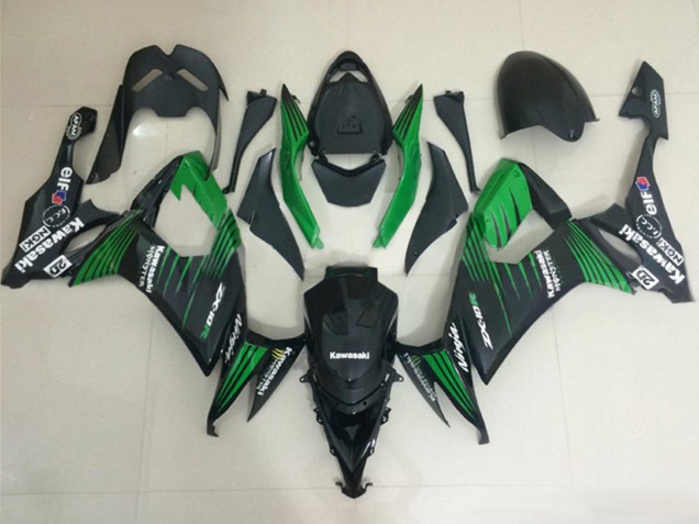 Carenados Moto Kawasaki ZX10R 2008-2010 - Negro Mate Verde Fábrica