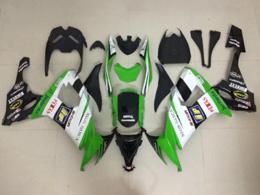 Carenados Moto Kawasaki ZX10R 2008-2010 - Blanco Verde Negro Brillante Motul Neos Banca Petas Fábrica