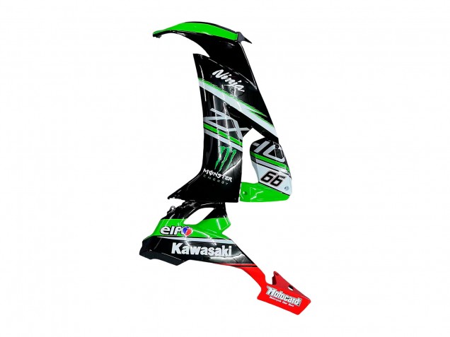 Carenados Moto Kawasaki ZX10R 2008-2010 - Verde Blanco Rojo Negro Monstruo Elf 66 Fábrica