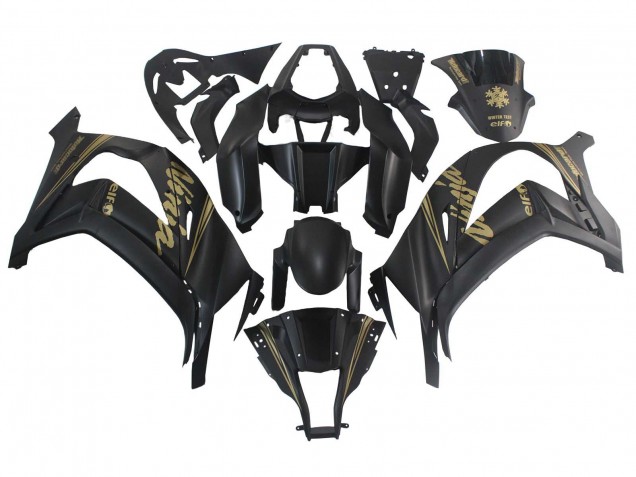 Carenados Moto Kawasaki ZX10R 2011-2015 - Negro Mate Oro Nieve Elf Fábrica