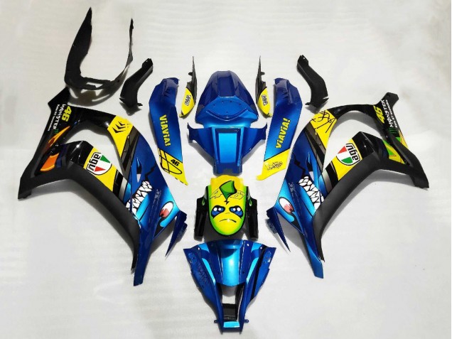 Carenados Moto Kawasaki ZX10R 2011-2015 - Azul Amarillo Negro Tiburón Fábrica