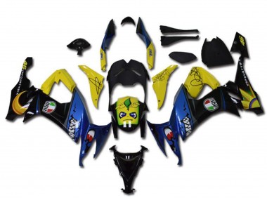 Carenados Moto Kawasaki ZX10R 2008-2010 - Amarillo Negro Azul Tiburón Fábrica