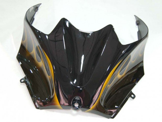 Carenados Moto Kawasaki ZX14R ZZR1400 2006-2011 - Negro Brillante Oro Llama Fábrica