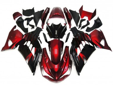 Carenados Moto Kawasaki ZX14R ZZR1400 2012-2024 - Rojo Negro Brillante Fábrica