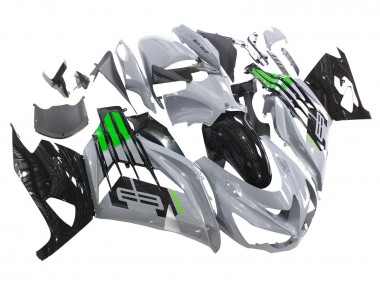 Carenados Moto Kawasaki ZX14R ZZR1400 2012-2024 - Gris Verde Negro Fábrica