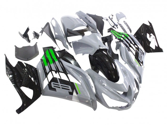 Carenados Moto Kawasaki ZX14R ZZR1400 2012-2024 - Gris Verde Negro Fábrica
