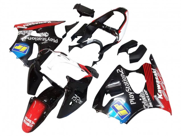 Carenados Moto Kawasaki ZX6R 2000-2002 - Negro Brillante Rojo Azul Rojo PlayStation 2 Fábrica