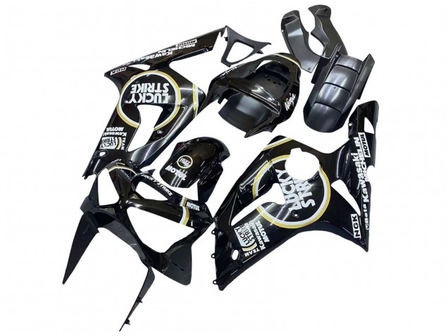 Carenados Moto Kawasaki ZX6R 2003-2004 - Negro Brillante Blanco Motul Lucky Strike Fábrica