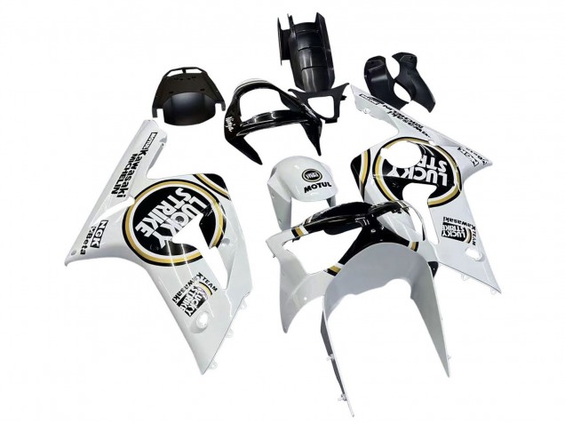 Carenados Moto Kawasaki ZX6R 2003-2004 - Blanco Negro Motul Lucky Strike Fábrica