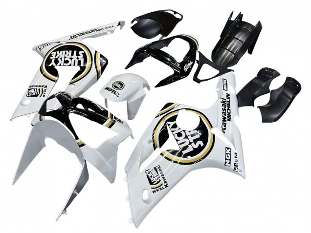 Carenados Moto Kawasaki ZX6R 2003-2004 - Blanco Negro Motul Lucky Strike Fábrica