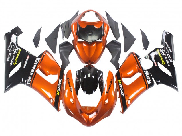 Carenado Moto Kawasaki ZX6R 2005-2006 - Naranja Negro Fábrica