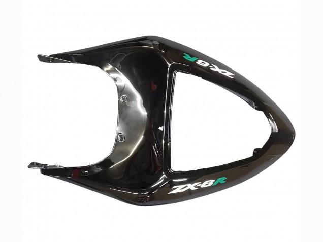 Carenado Moto Kawasaki ZX6R 2005-2006 - Negro Brillante Verde Llama Fábrica