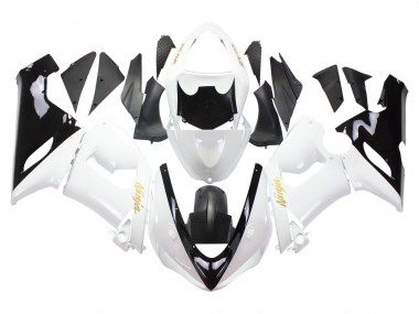 Carenados Moto Kawasaki ZX6R 2005-2006 - Blanco Negro Oro Ninja Fábrica