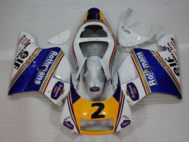 Carenados Moto Honda NSR250R MC28 P4 1994-1996 - Blanco Azul Amarillo Oro Rothmans Elf 2 Fábrica