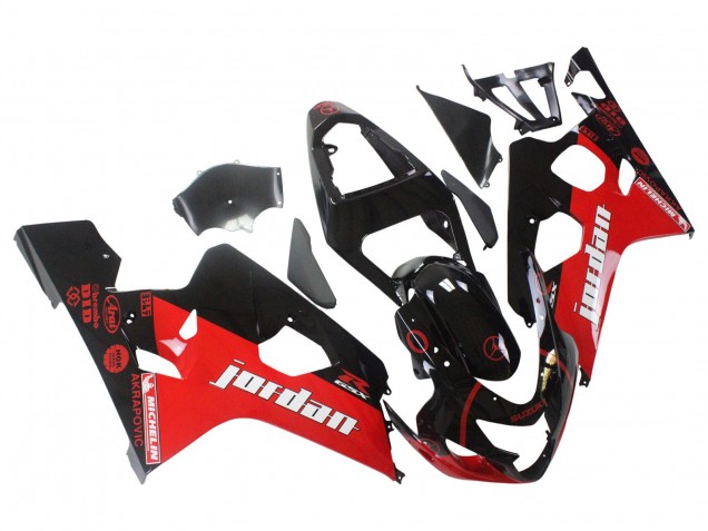 Carenados Moto Suzuki GSXR 600 / GSXR 750 2004-2005 - Negro Brillante Rojo Jordan Michelin Fábrica