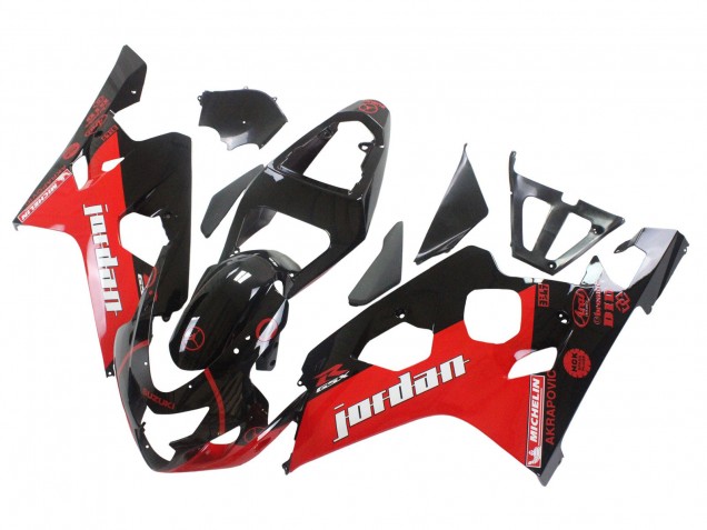 Carenados Moto Suzuki GSXR 600 / GSXR 750 2004-2005 - Negro Brillante Rojo Jordan Michelin Fábrica