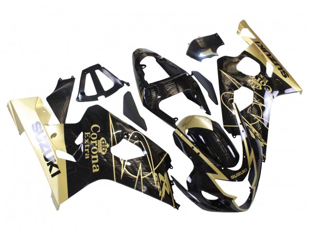 Carenados Moto Suzuki GSXR 600 / GSXR 750 2004-2005 - Negro Brillante Oro Corona Fábrica