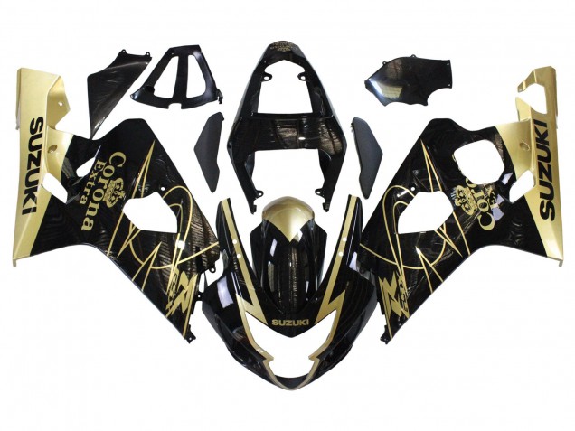 Carenados Moto Suzuki GSXR 600 / GSXR 750 2004-2005 - Negro Brillante Oro Corona Fábrica
