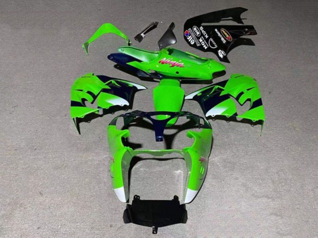 Carenado Moto Kawasaki ZX9R 2000-2001 - Verde Blanco Negro Brillante Fábrica