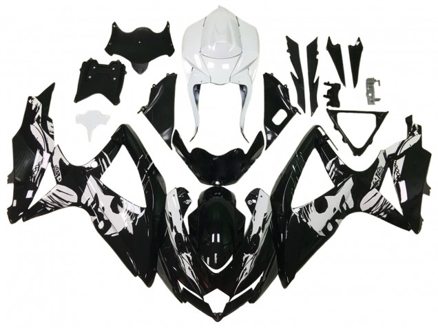Carenados Moto Suzuki GSXR 600 / GSXR 750 2006-2007 - Negro Brillante Blanco Fábrica