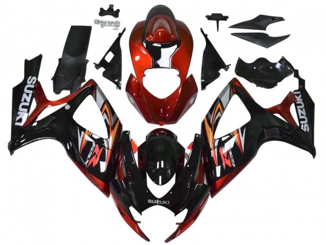 Carenados Moto Suzuki GSXR 600 / GSXR 750 2006-2007 - Rojo Negro Brillante Naranja Fábrica