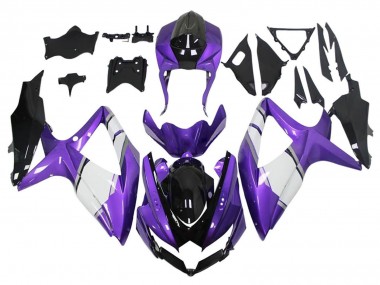 Carenados Moto Suzuki GSXR 600 / GSXR 750 2008-2010 - Púrpura Blanco Negro Brillante Fábrica
