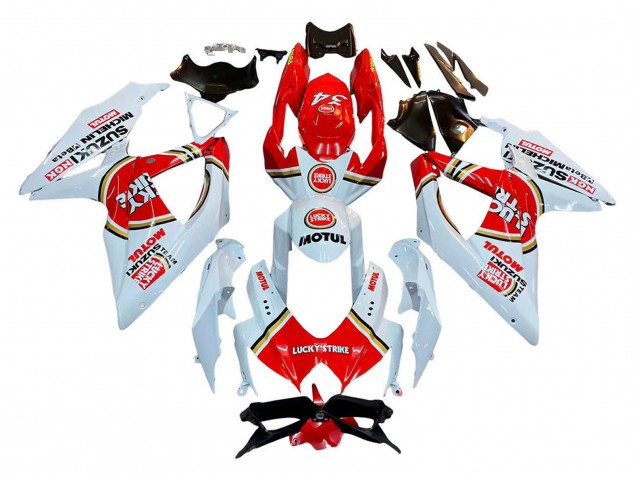Carenados Moto Suzuki GSXR 600 / GSXR 750 2008-2010 - Blanco Rojo Motul Lucky Strike Fábrica