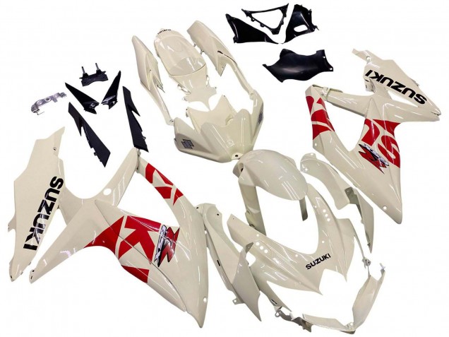 Carenados Moto Suzuki GSXR 600 / GSXR 750 2008-2010 - Crema Blanco Rojo Negro Fábrica